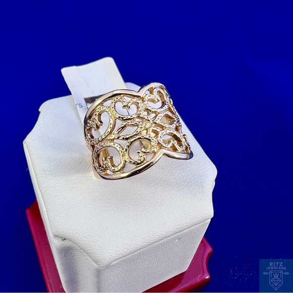 Filigree Cigar Ring (Solid 14k Yellow Gold)
